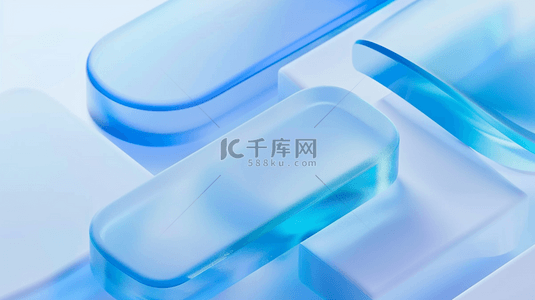 蓝色毛玻璃背景图片_蓝色清透磨砂3D玻璃界面背景