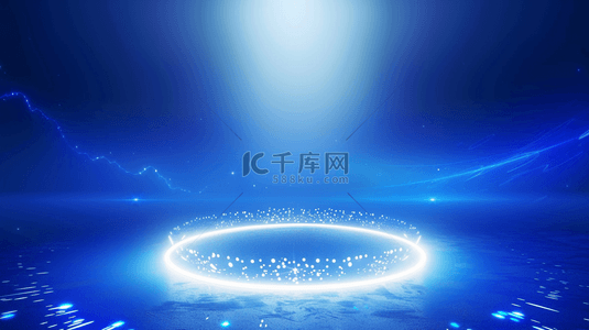 蓝色光效科技粒子背景图片_科技蓝色霓虹光纤粒子圆环背景图片