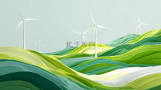 蓝色科技宣传三折页背景图片_绿色科技新能源风车背景