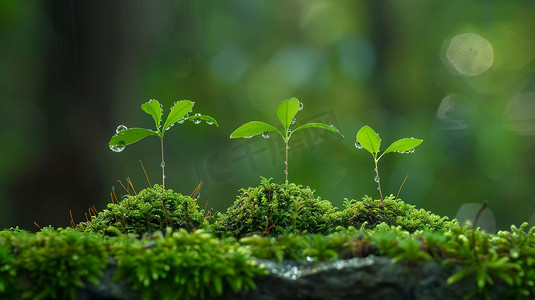 苔藓自然立体描绘摄影照片