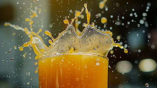 鲜润橙汁立体描绘摄影照片
