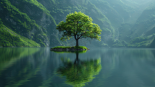 草地绿色的大树夏天摄影配图