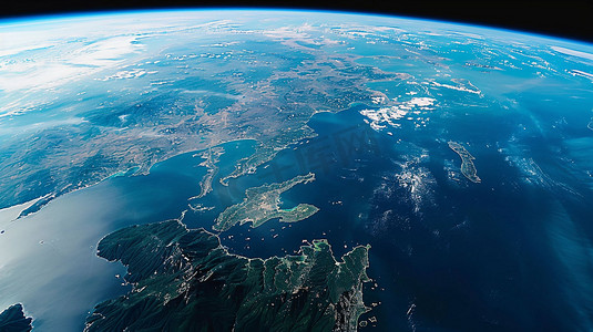 地球大陆海洋立体描绘摄影照片