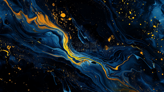 抽象形状背景素材背景图片_深蓝色新中式鎏金流体抽象山川纹理背景素材