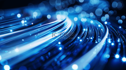 蓝色科技曲线背景图片_蓝色科技粒子光纤线条光带光效背景图