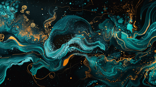 国风之潮背景图片_创意绿金新中式鎏金流体抽象山川纹理设计