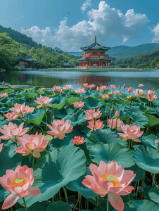 荷花背景高清摄影图