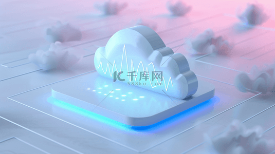 云科技蓝色磨砂玻璃3D云图标6图片
