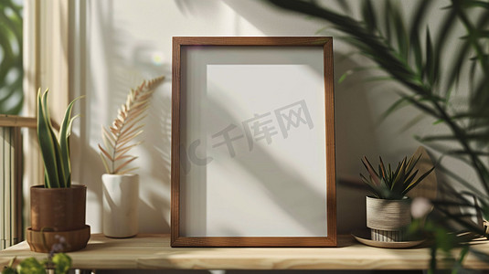 相框PSD分层摄影照片_白色木质相框立体描绘摄影照片