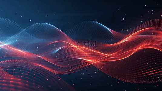 光效蓝背景背景图片_蓝红色商务科技抽象粒子波形光线光效背景图