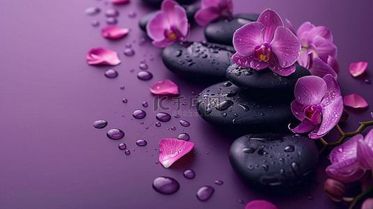 紫色创意花朵背景图片_紫色花朵合成创意素材背景
