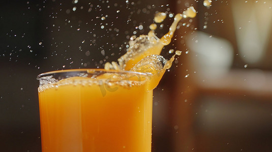 鲜润橙汁立体描绘摄影照片