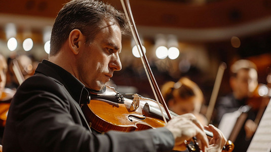 音乐家拉提琴立体描绘摄影照片