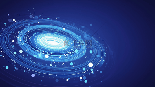 蓝色光效科技粒子背景图片_蓝色科技全息抽象霓虹光效粒子光纤圆背景图