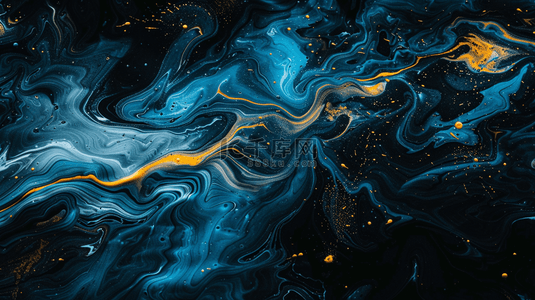 深蓝色新中式鎏金流体抽象山川纹理背景图片