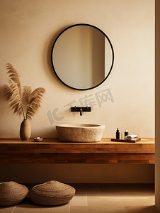 简约温暖的浴室家居设计高清摄影图