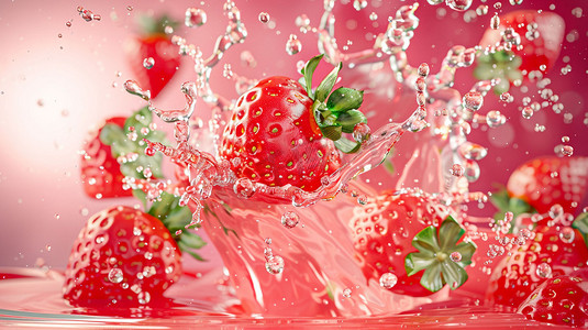 西瓜草莓立体描绘摄影照片