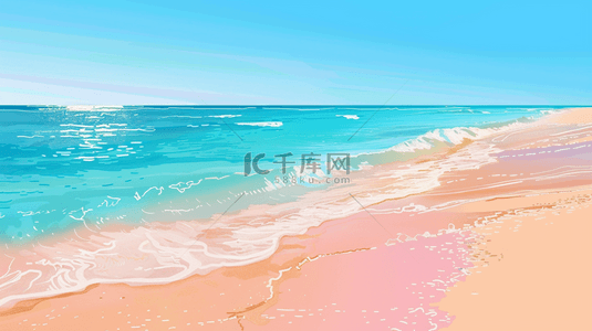 蓝色度假背景图片_夏季海洋沙滩风景简约背景