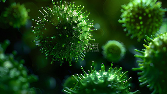 绿色病毒细胞合成创意素材背景