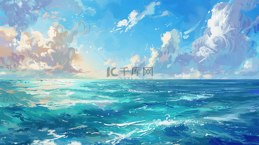 蓝色大海海浪背景图片_蓝色大海海水碧绿海岸线的背景