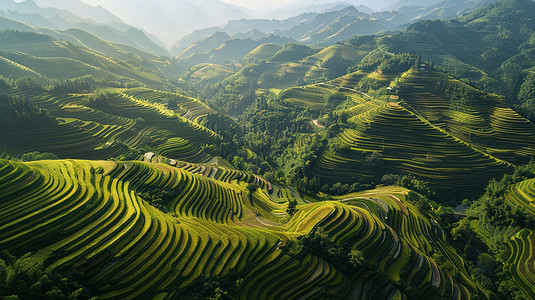 青青大山里的梯田图片