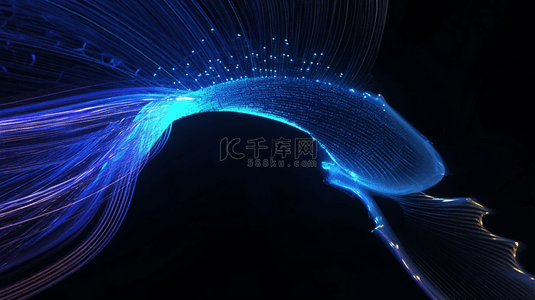 科技蓝色抽象轻灵飘逸光线粒子光效设计图