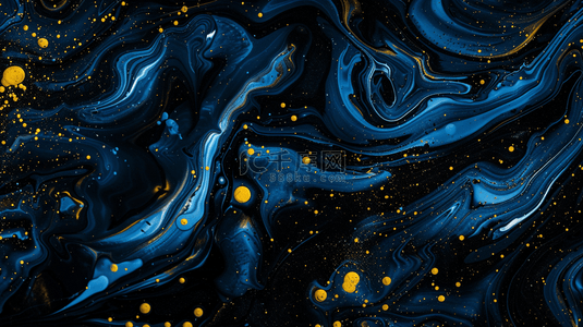 深蓝色新中式鎏金流体抽象山川纹理背景