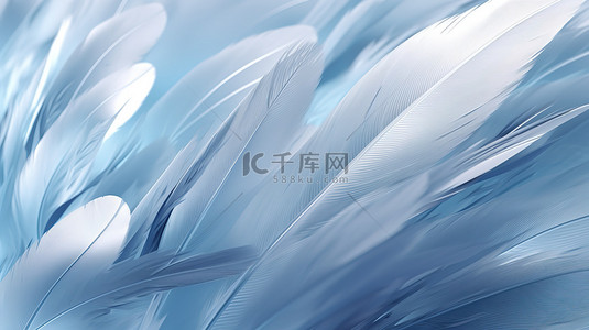 唯美羽毛背景图片_蓝白相间羽毛的抽象壁纸背景素材