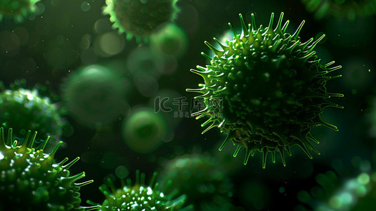 病毒绿色背景图片_绿色病毒细胞合成创意素材背景
