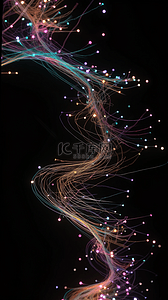 抽象科技粒子彩色光纤流动波图片