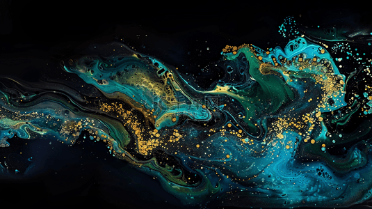 创意绿金新中式鎏金流体抽象山川纹理背景
