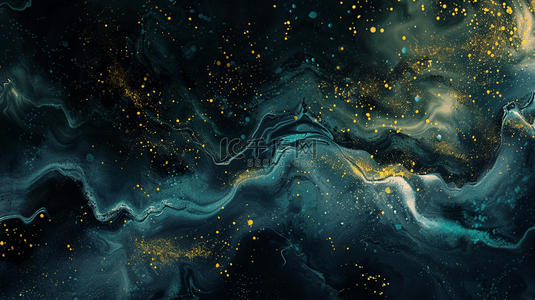深色国风背景图片_创意绿金新中式鎏金流体抽象山川纹理图片