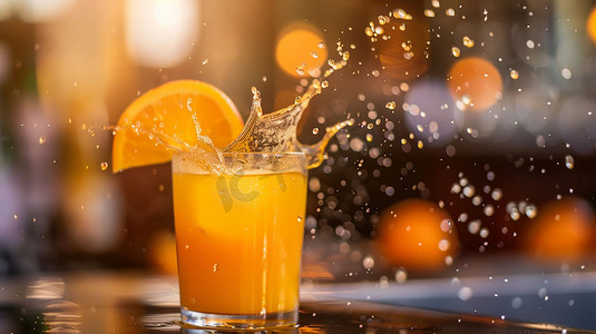 橙汁海报免费摄影照片_鲜润橙汁立体描绘摄影照片