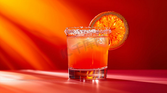 橙子果汁立体描绘摄影照片