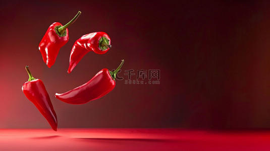 红色简洁背景图片_红色辣椒合成创意素材背景