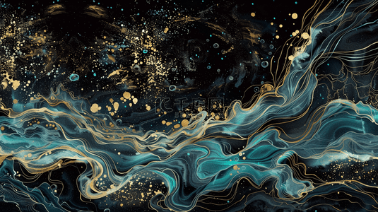 流金背景图片_创意绿金新中式鎏金流体抽象山川纹理素材