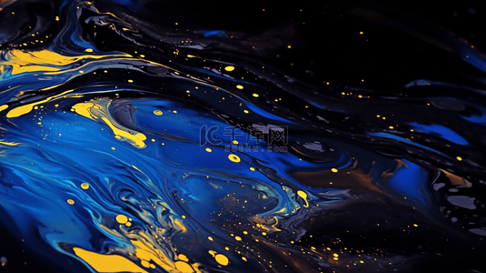 深蓝色新中式鎏金流体抽象山川纹理背景素材