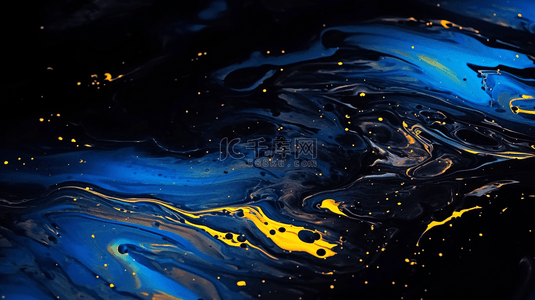 深蓝色新中式鎏金流体抽象山川纹理背景素材