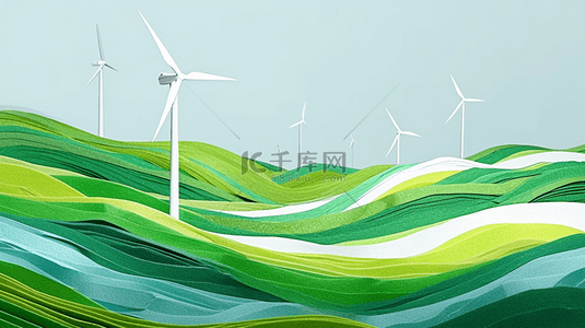 风车背景图片_绿色科技新能源风车背景