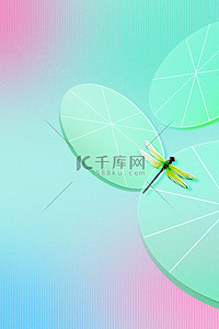 立夏节起义背景图片_夏季夏天立夏荷叶蜻蜓玻璃质感背景