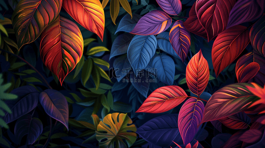 自然唯美背景图片_彩色风景树叶叶片纹理的背景