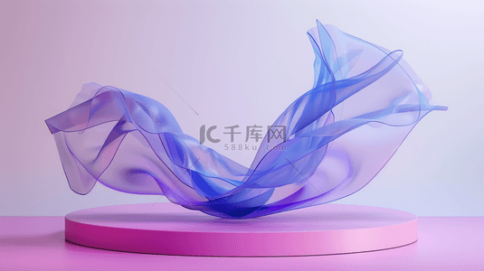 3D渲染创意飘舞流动清透玻璃质感飘带素材