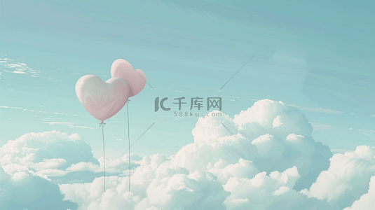 浪漫恋爱背景图片_520云层上的心情气球背景
