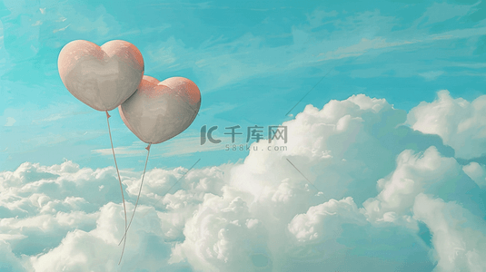 520气球背景背景图片_520云层上的心情气球背景