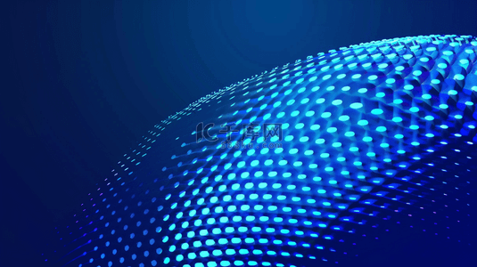 抽象光点背景图片_科技抽象波线半色调深蓝色渐变霓虹光点设计