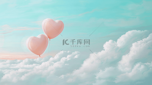 气球520背景图片_520云层上的心情气球背景