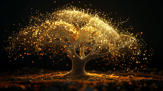 金光科技背景图片_金光闪闪科技树木数据纹理的背景
