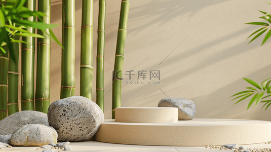 中式风格唯美竹子装饰的背景