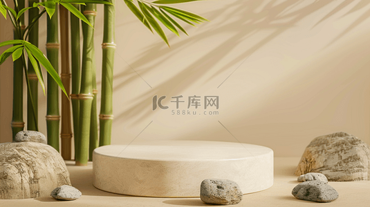 江山石头背景图片_中式风格唯美竹子装饰的背景