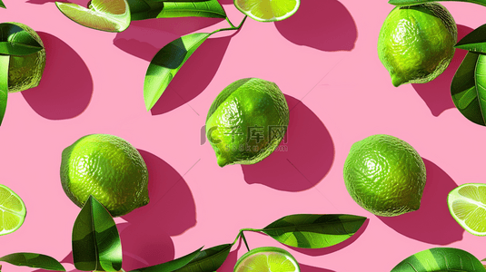粉色背景水果背景图片_粉色场景绿色柠檬水果的背景